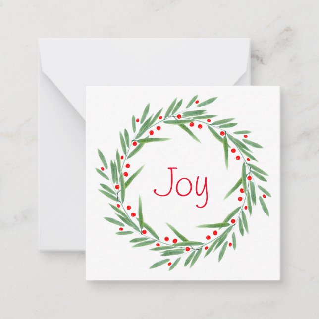 Watercolor Leaves and Berries Wreath Card (Front)