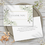 Watercolor Leaves Birth Announcement Thank You<br><div class="desc">An elegant watercolor leaves greenery birth announcement thank you card. Featuring delicate watercolour foliage leaves that frame your thank you message set in modern typography. You can personalise by adding your own thank you message on the reverse or if you prefer to add your own handwritten message delete the text....</div>