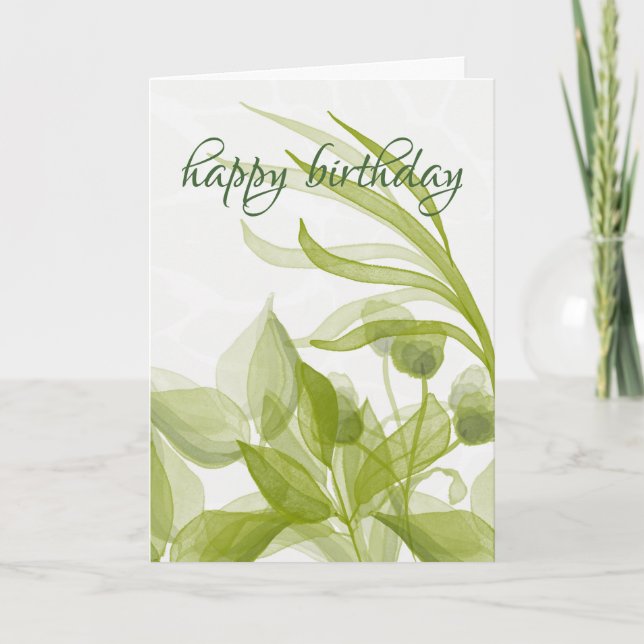 Watercolor Leaves Birthday Card (Front)