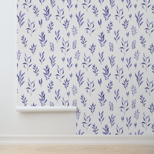 Watercolor Leaves Blue Wallpaper (Application)