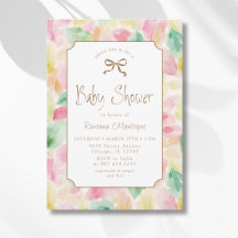 Watercolor Leaves Blush Mustard Sage Baby Shower