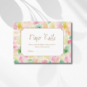 Watercolor Leaves Blush Mustard Sage Diaper Raffle Enclosure Card