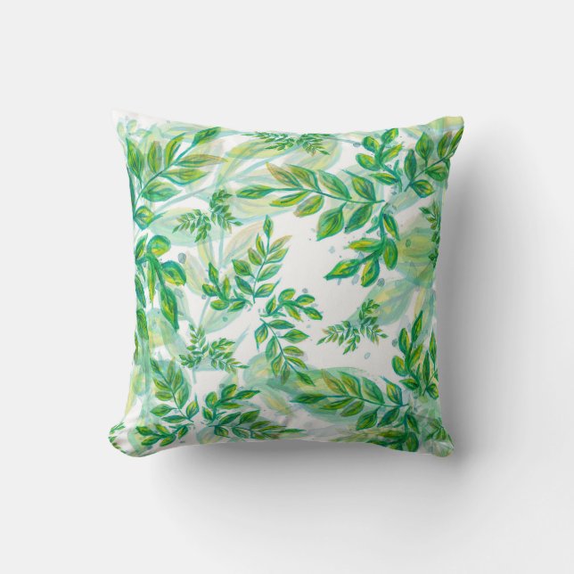 Watercolor Leaves Cushion (Front)