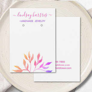 Watercolor Leaves Earrings Jewellery Display Card