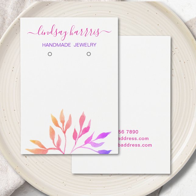 Watercolor Leaves Earrings Jewellery Display Card (Creator Uploaded)