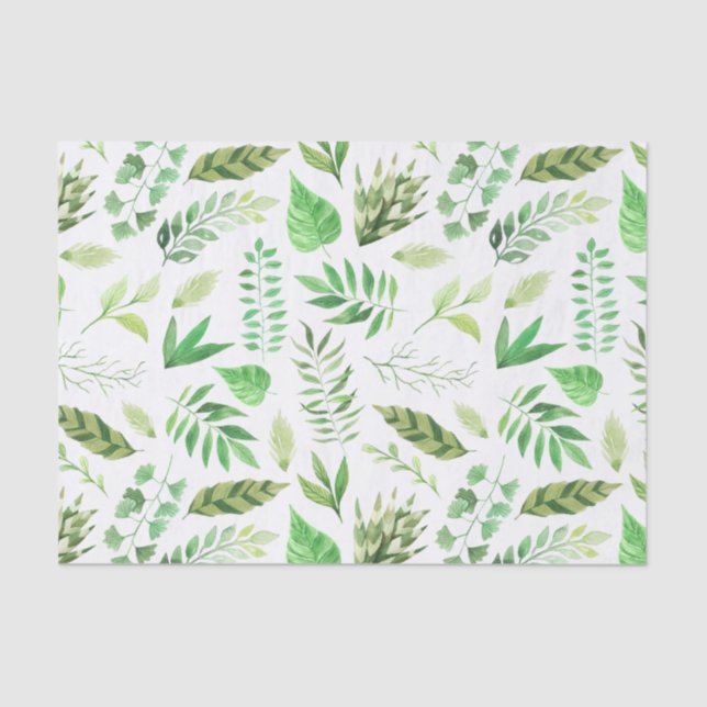 Watercolor Leaves Greenery | Tissue Paper (Front)
