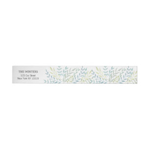 Watercolor Leaves in Green Hues Wedding Wraparound Address Label