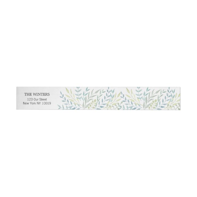 Watercolor Leaves in Green Hues Wedding Wraparound Address Label (Individual)