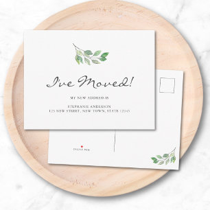 Watercolor Leaves I've Moved Moving Announcement Postcard