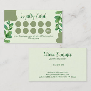 Watercolor Leaves Loyalty Card