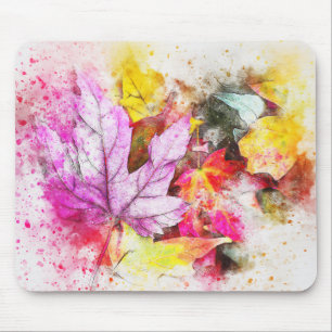 Watercolor Leaves Mouse Pad