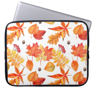 Watercolor leaves, natural seamless pattern. laptop sleeve
