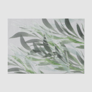 Watercolor Leaves on Blue-Grey Tissue Paper