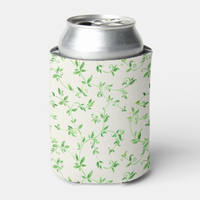 Watercolor leaves pattern can cooler (Can Front)