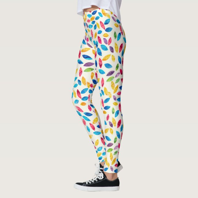 Watercolor Leaves Pattern Leggings (Left)