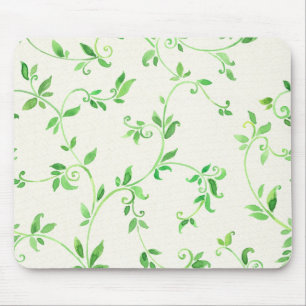 Watercolor leaves pattern mouse pad