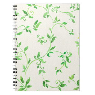 Watercolor leaves pattern notebook