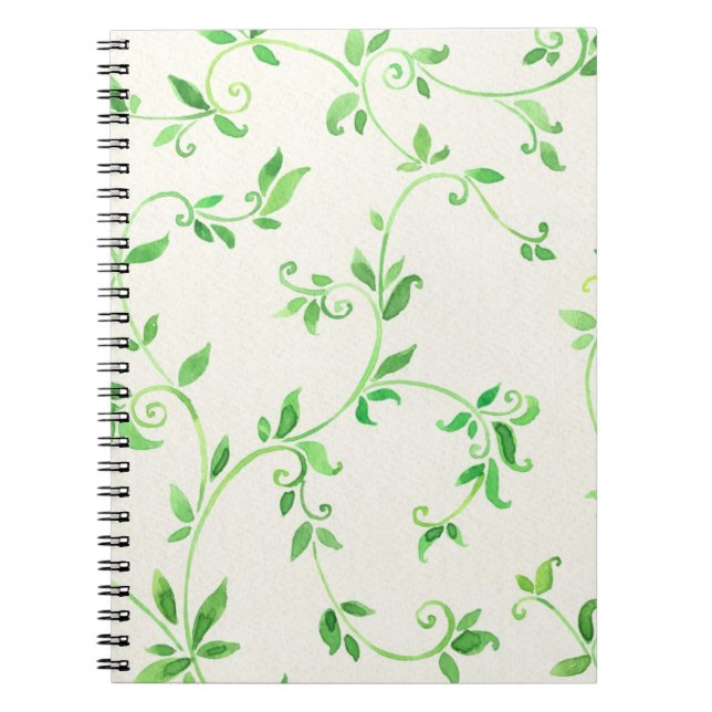 Watercolor leaves pattern notebook (Front)