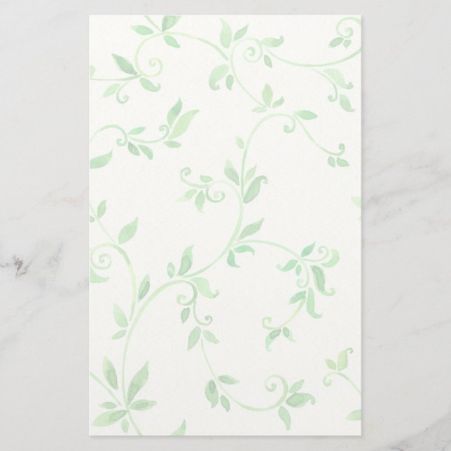 Watercolor leaves pattern stationery (Front)