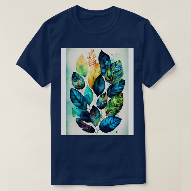 Watercolor leaves pattern T-Shirt (Design Front)