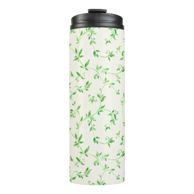 Watercolor leaves pattern thermal tumbler (Front)
