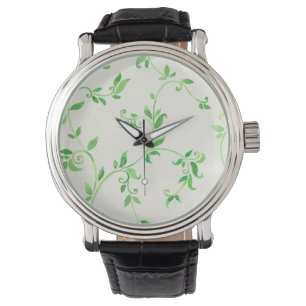 Watercolor leaves pattern watch