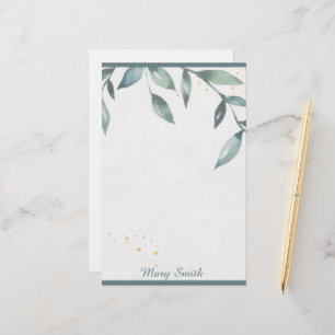 Watercolor leaves personalised  stationery