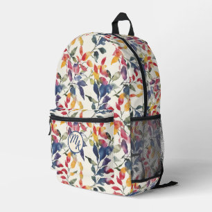 Watercolor leaves printed backpack