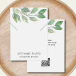 Watercolor Leaves QR Code Necklace Display Card<br><div class="desc">This unique necklace jewellery display card is decorated with green watercolor leaves. Use scissors to cut the marked lines. Easily customisable with your details and QR Code. Use the Design Tool to change the text size, style, or colour. As we create our artwork you won't find this exact image from...</div>