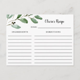 Watercolor Leaves   Recipe Card