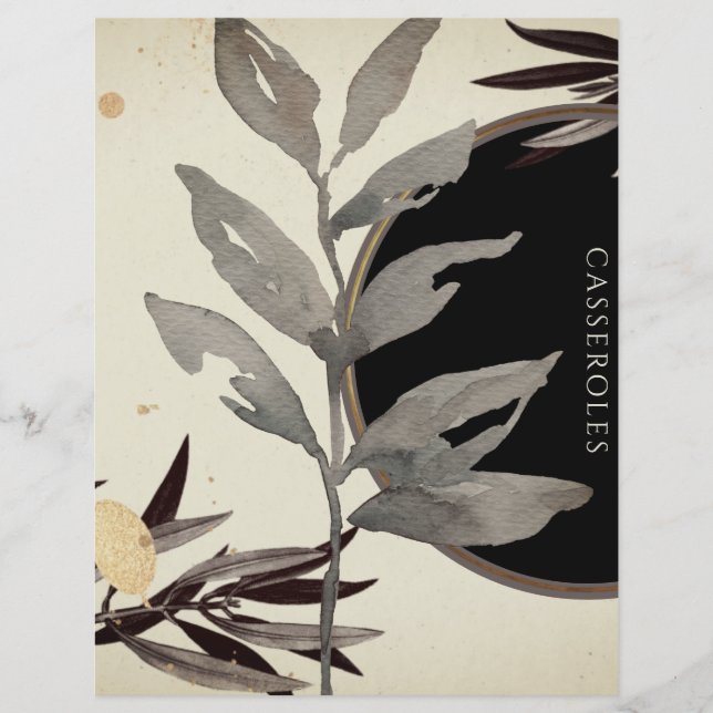 Watercolor Leaves Recipe Divider | Cassseroles (Front)