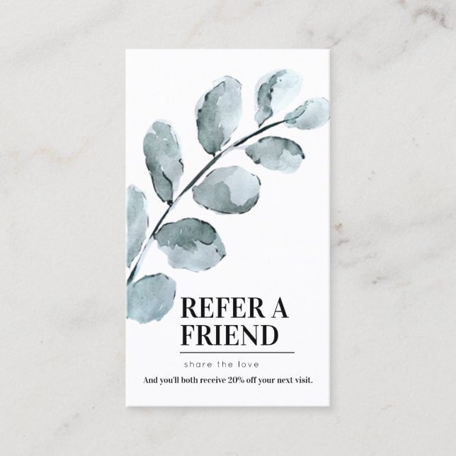 Watercolor Leaves  Referral Card (Front)