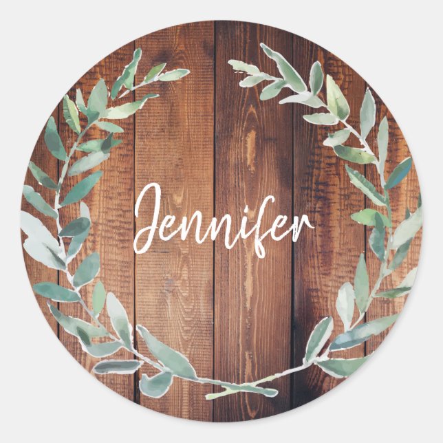 Watercolor leaves rustic monogram name seals (Front)