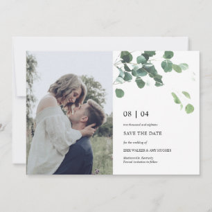 Watercolor leaves save the date photocard