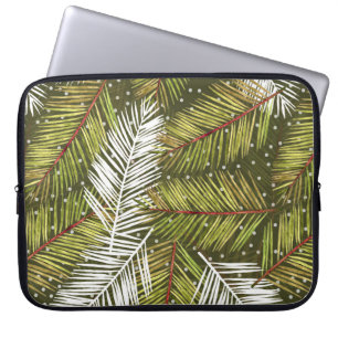 watercolor leaves seamless pattern illustration on laptop sleeve