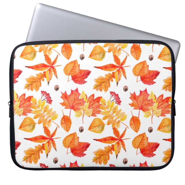 Watercolor leaves seamless pattern laptop sleeve (Front)