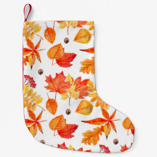 Watercolor leaves seamless pattern small christmas stocking