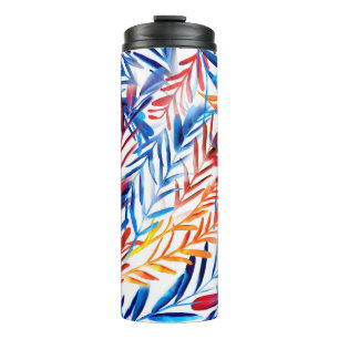 Watercolor leaves seamless pattern thermal tumbler