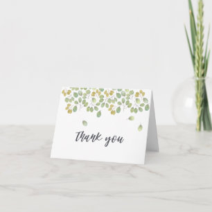 Watercolor Leaves Thank You Script   Folded Invitation