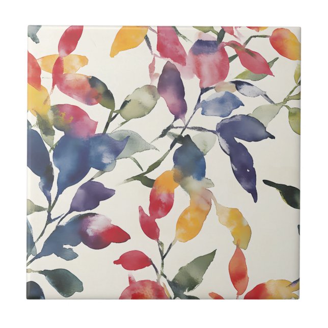 Watercolor Leaves Tile (Front)
