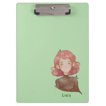 Watercolor Leaves & Tree Girl Character