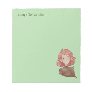 Watercolor Leaves & Tree Girl Character Notepad