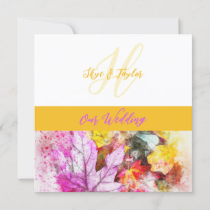 Watercolor Leaves Wedding Invitation