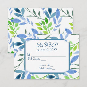 Watercolor Leaves Wedding RSVP Card