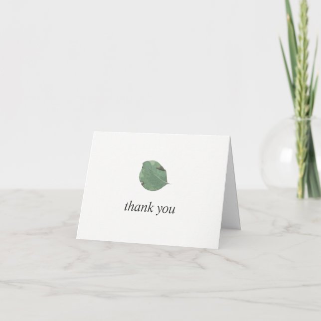 Watercolor leaves wedding thank you - folded card (Front)