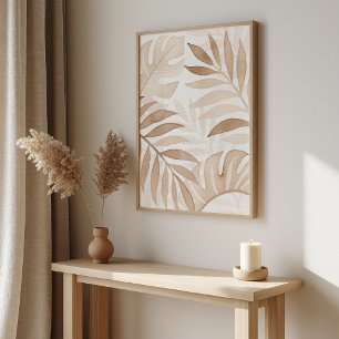 Watercolor Leaves – Zen Poster – Neutral Wall Art