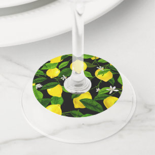 Watercolor Lemon 2 Wine Glass Tag