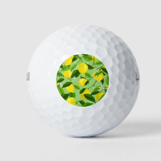 Watercolor Lemon 3 Golf Balls (Front)