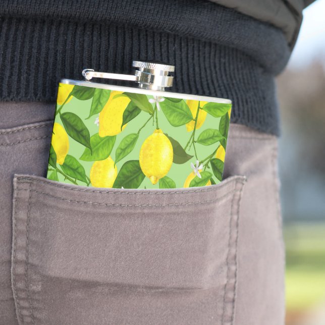 Watercolor Lemon 3 Hip Flask (In Situ)