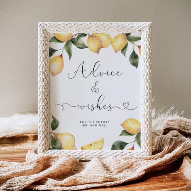 Watercolor lemon advice and wishes for Newlyweds  Poster (Creator Uploaded)